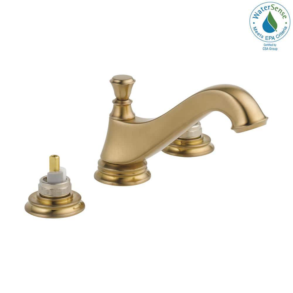 Delta Cassidy 8 in Widespread 2Handle Bathroom Faucet with Metal Drain Assembly in Champagne Bronze