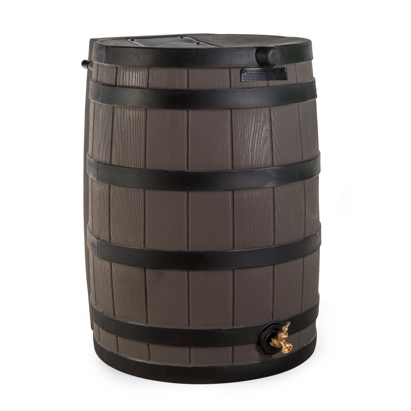 Good Ideas 50 Gallon Rain Wizard Darkened Rib Rain Barrel， Terra Cotta