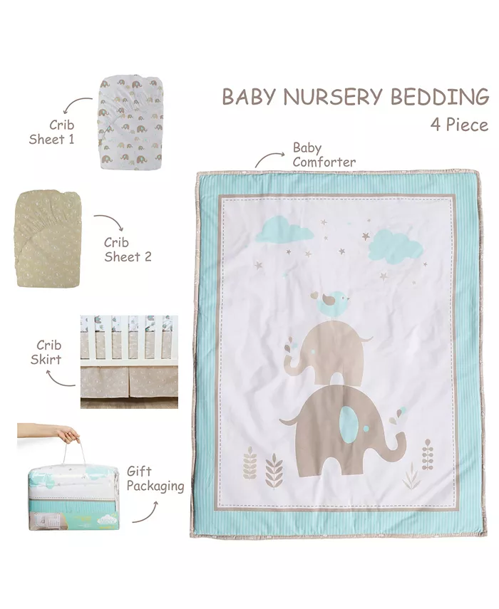 Cuddles and Cribs Nursery 4 Piece Bedding Crib Set