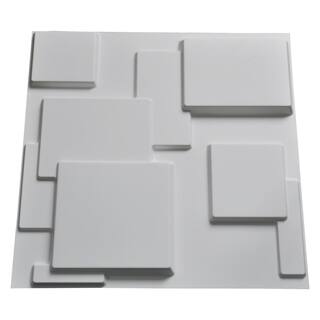 Art3d 19.7 in. x 19.7 in. White PVC 3D Wall Panels Brick Wall Design (12-Pack) A10033hd