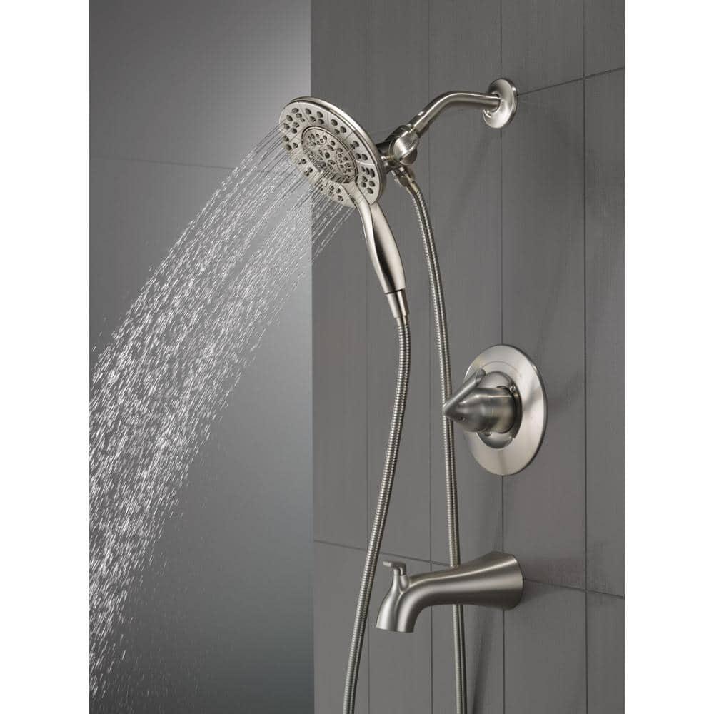 Delta Arvo In2ition TwoinOne SingleHandle 4Spray Tub and Shower Faucet in Spotshield Brushed Nickel