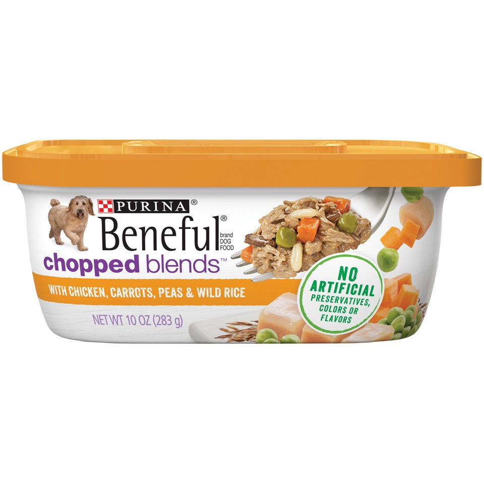 Beneful Chopped Blends With Chicken， Carrots， Peas  Wild Rice Wet Dog