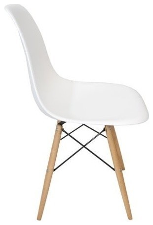 White DSW Midcentury Dining Shell Chairs With Beech Wood Eiffel Legs   Midcentury   Dining Chairs   by eModern Decor  Houzz