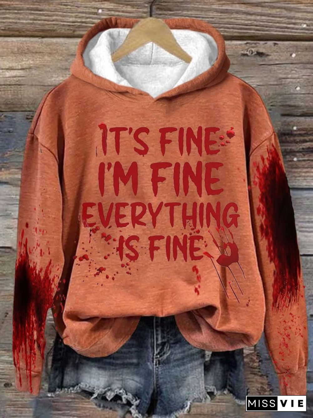 It'S Fine It'S Fine Everyting Is Fine Halloween Women'S Printed Casual Long-Sleeved Sweatshirt