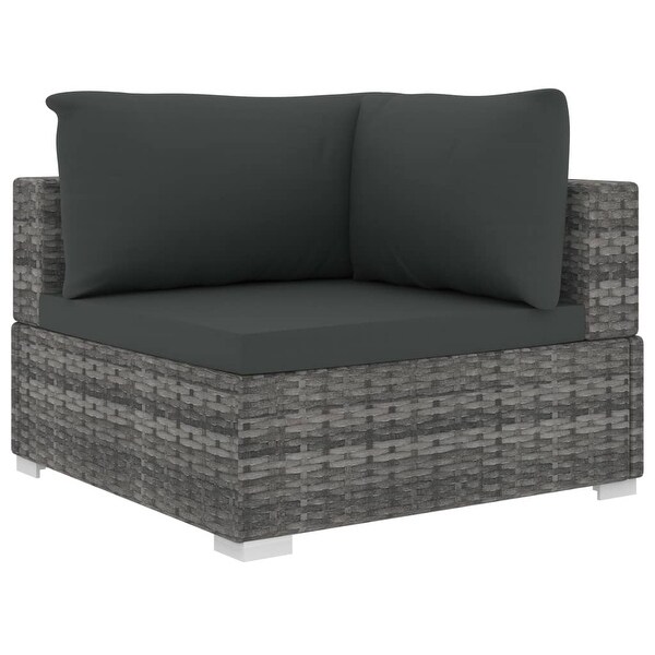 11 Piece Patio Lounge Set with Cushions Poly Rattan Gray - Overstock - 36363793