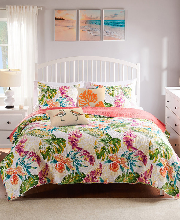 Greenland Home Fashions Tropics Coastal Palm Quilt Set Collection