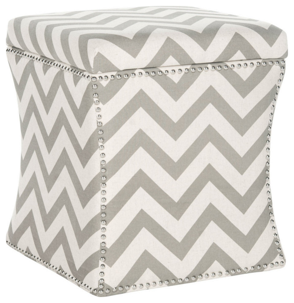 Lori Ottoman  Nail Heads Gray/Zig Zag   Transitional   Footstools And Ottomans   by Rustic Home Furniture Deco  Houzz