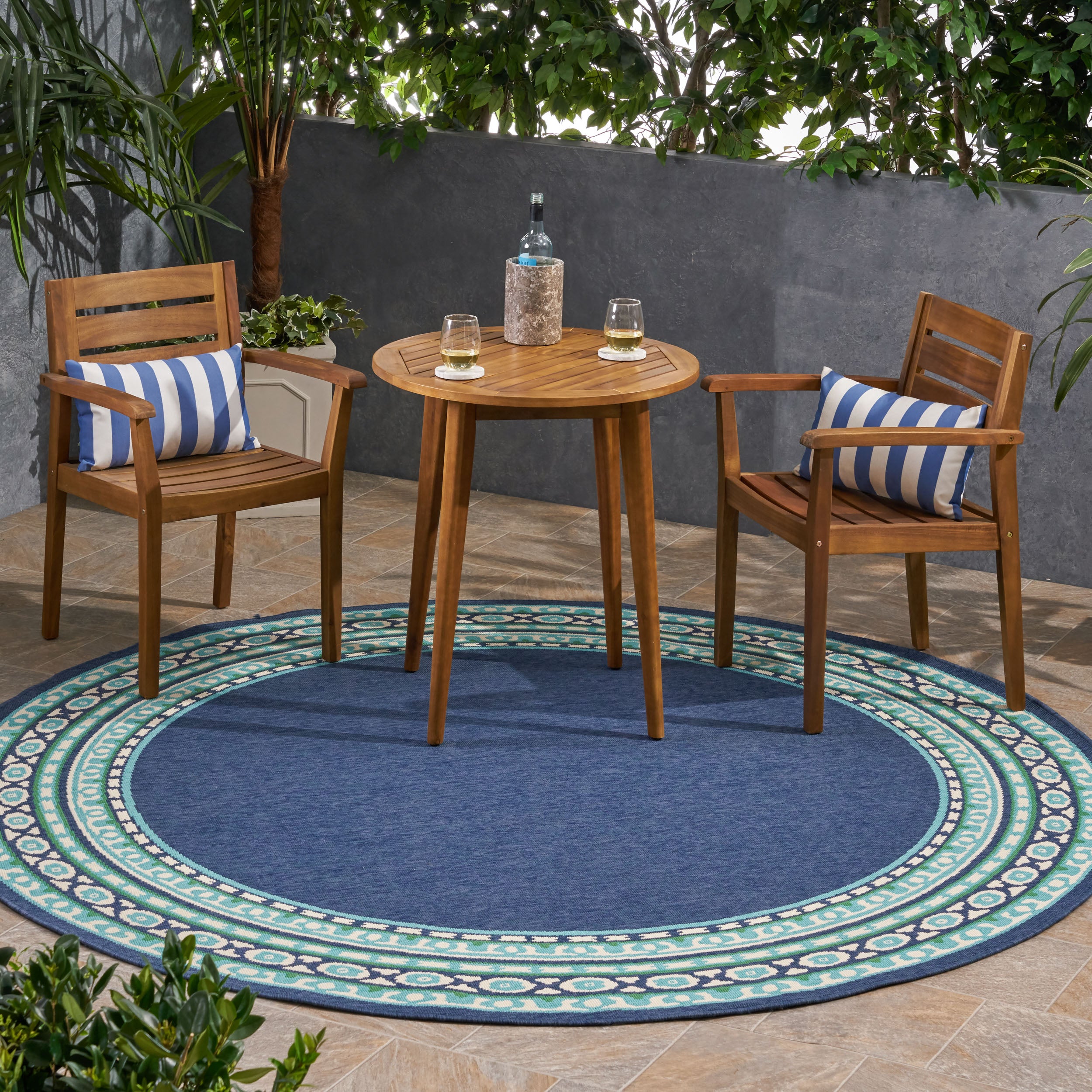 Darleen Outdoor Border Area Rug