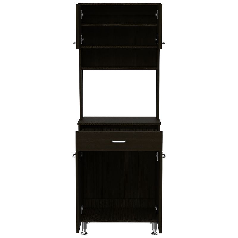 DEPOT E-SHOP Helis 60 Pantry Double Door Cabinet， One Drawer， Four Legs， Three Shelves ， Black