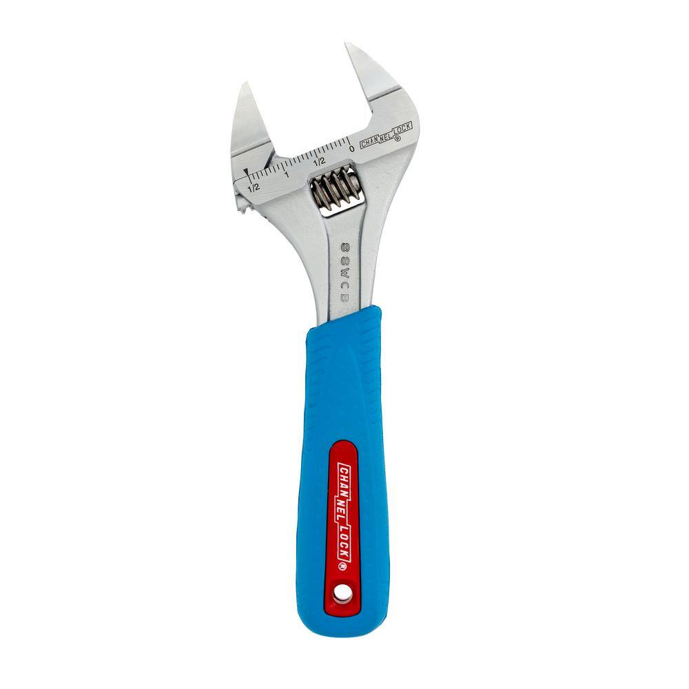 Channellock Slim Jaw WideAzz 8 in. Adjustable Wrench with Code Blue Comfort Grip 8SWCB