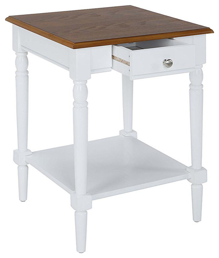 French Country 1 Drawer End Table with Shelf  Dark Walnut/White Finish   Contemporary   Coffee Tables   by BisonOffice  Houzz