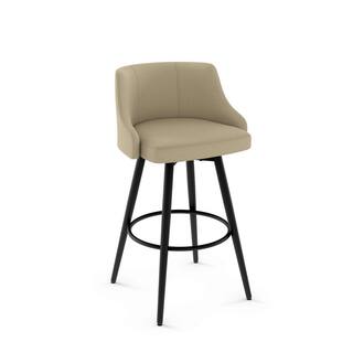 Amisco Duncan 26 in. Beige Fabric  Black Metal Swivel Counter Stool 41540-2625HO