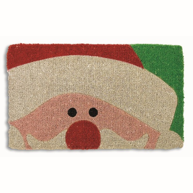 Large Santa Face Rectangle Indoor And Outdoor Coir Door Welcome Mat Multicolored