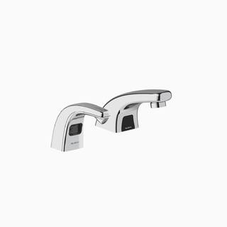 SLOAN Optima Hardwired Single Hole Touchless Bathroom Faucet with 4 in Trim Smart Tech and Soap Dispenser in Polished Chrome 3365164BT.3346091