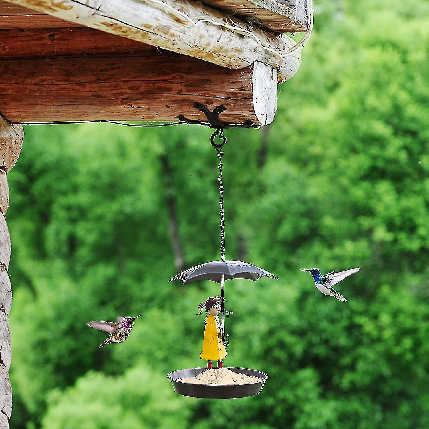 Metal Bird Feeder With Hanging Chain And Antique Style Metal Wild Bird Umbrella With Hanging Hook (metal Umbrella Feeder)