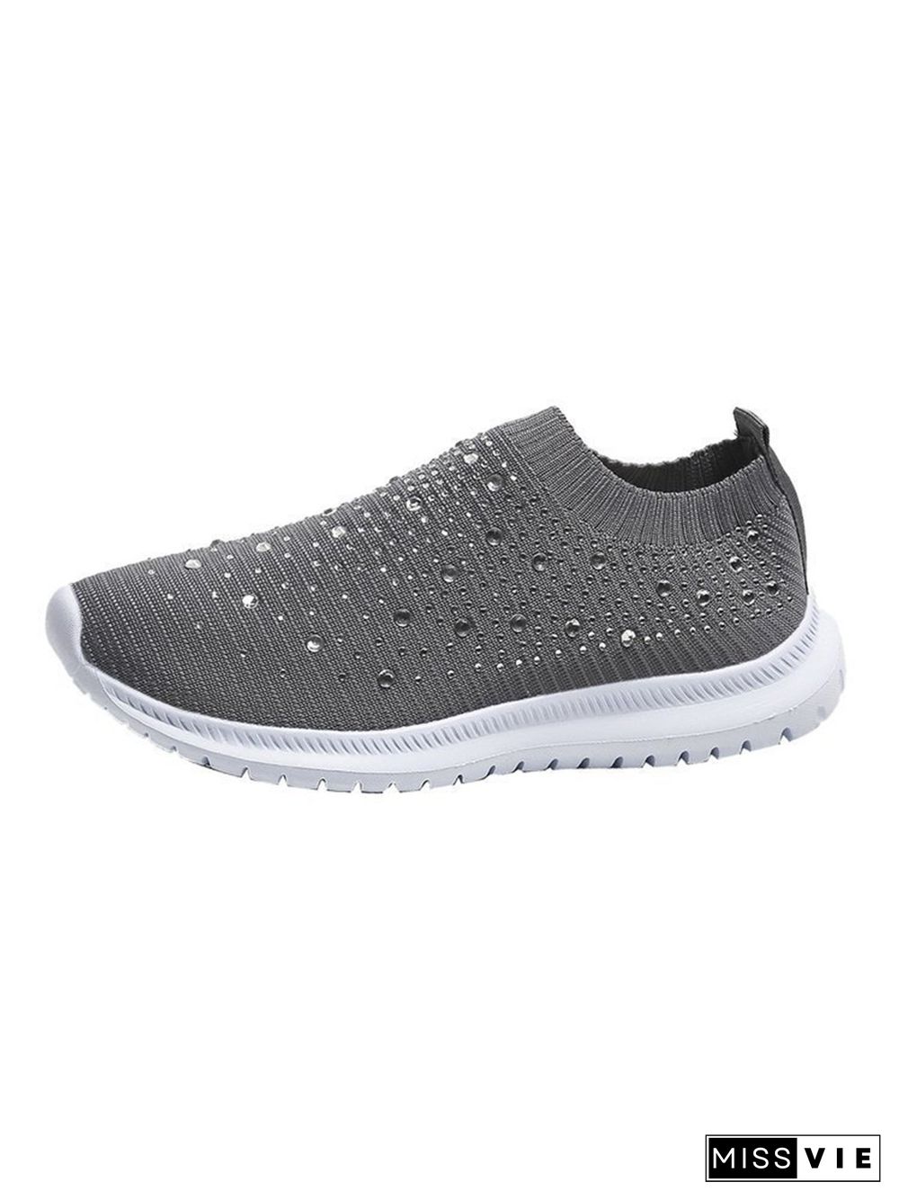 Rhinestone Design Portable Overfoot Lightweight Flyknit Sneakers