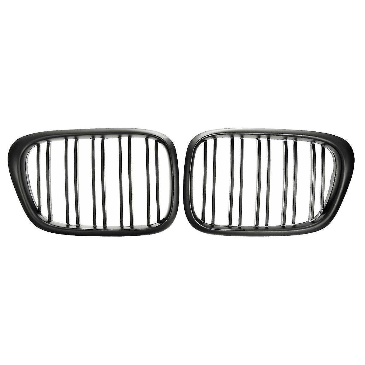 Front Bumper Kidney Grill Replacement Dual Slat Grilles For E39 5 Series 525 528 1995-2004 Matte Bl