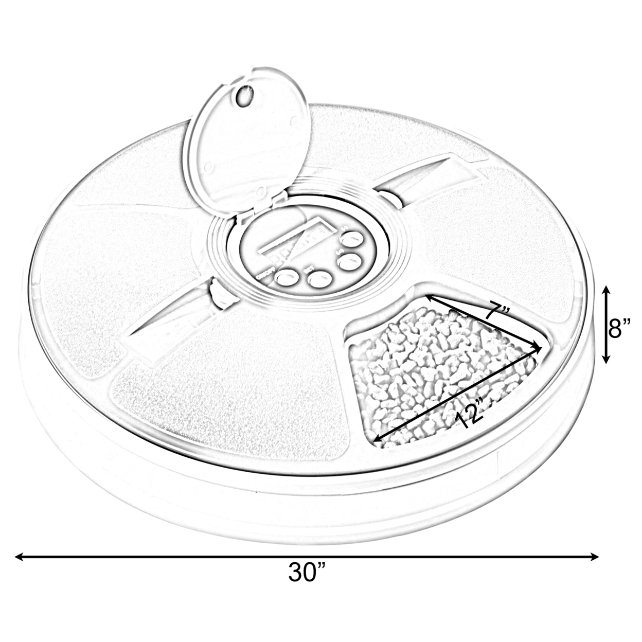 6-Meal Automatic Pet Feeder LCD Smart Programmable Time Setting Pet Dog Cat Food Compartment Dispenser