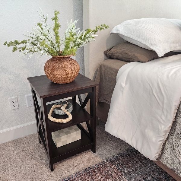 End Table with 3-Tier Storage Shelf