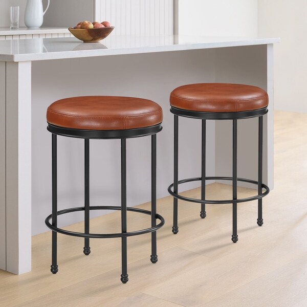 Marcelo Caramel Faux Leather and Metal Counter Stool by Greyson Living