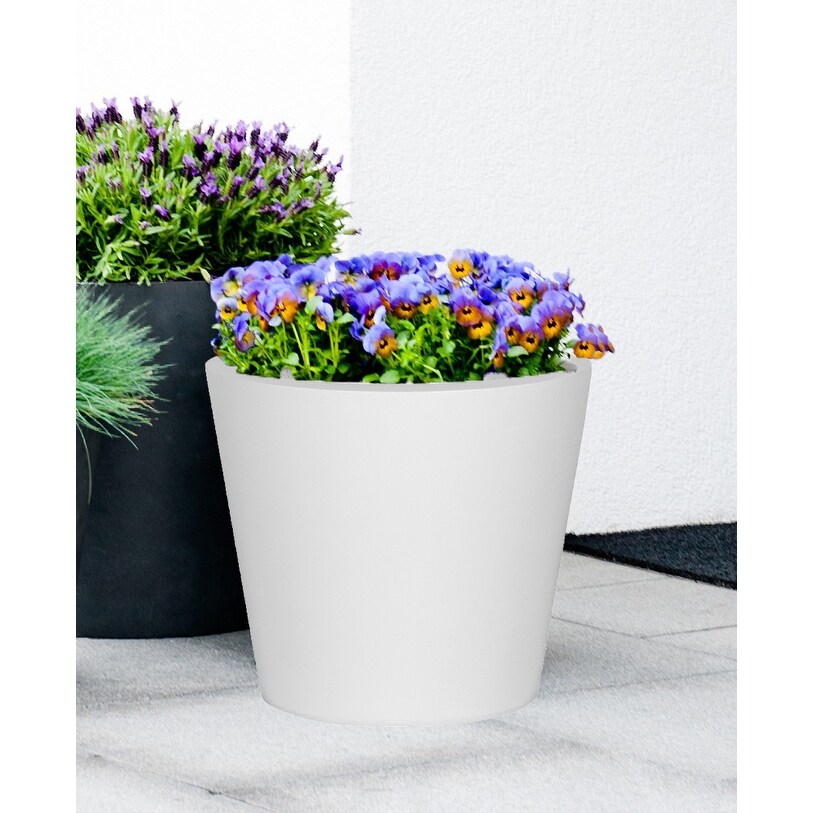 Natural Bucket Round Planter Pot Indoor Outdoor Fiber Stone Planter Box 23 in   Medium   23\