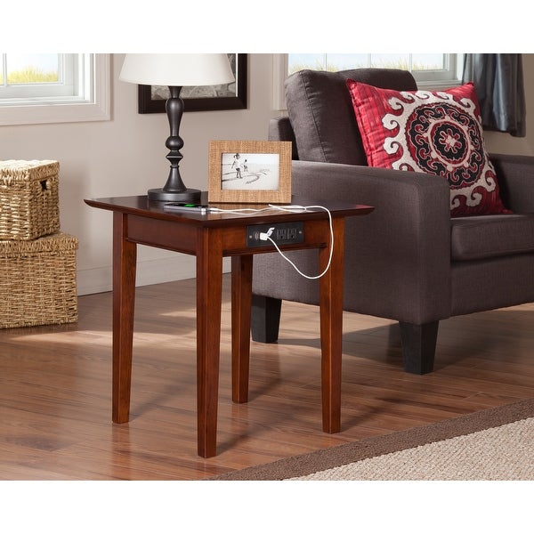 Shaker End Table with Charging Station in Walnut