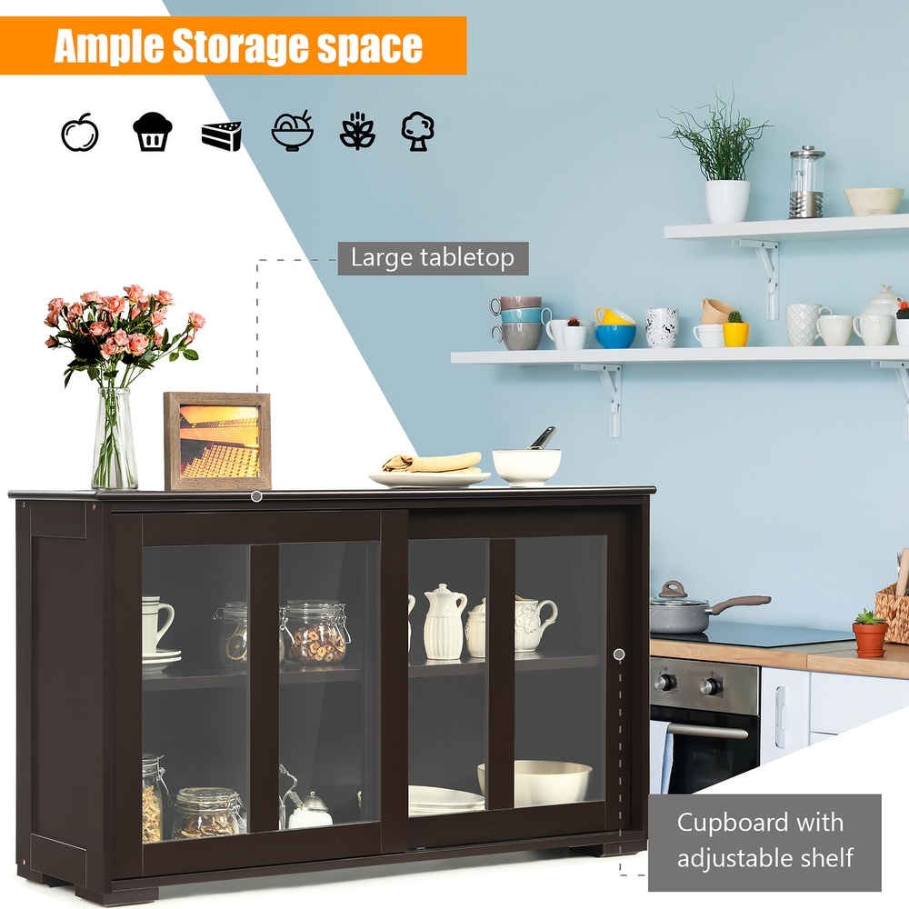 Costway Kitchen Storage Cabinet Sideboard Buffet Cupboard w/ Sliding   See Details