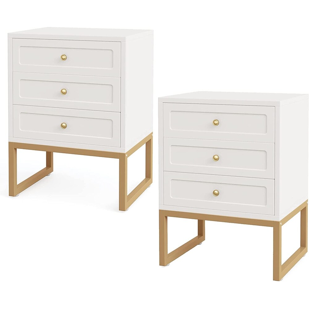 Nightstand  Bed Side Table with 3 Drawers