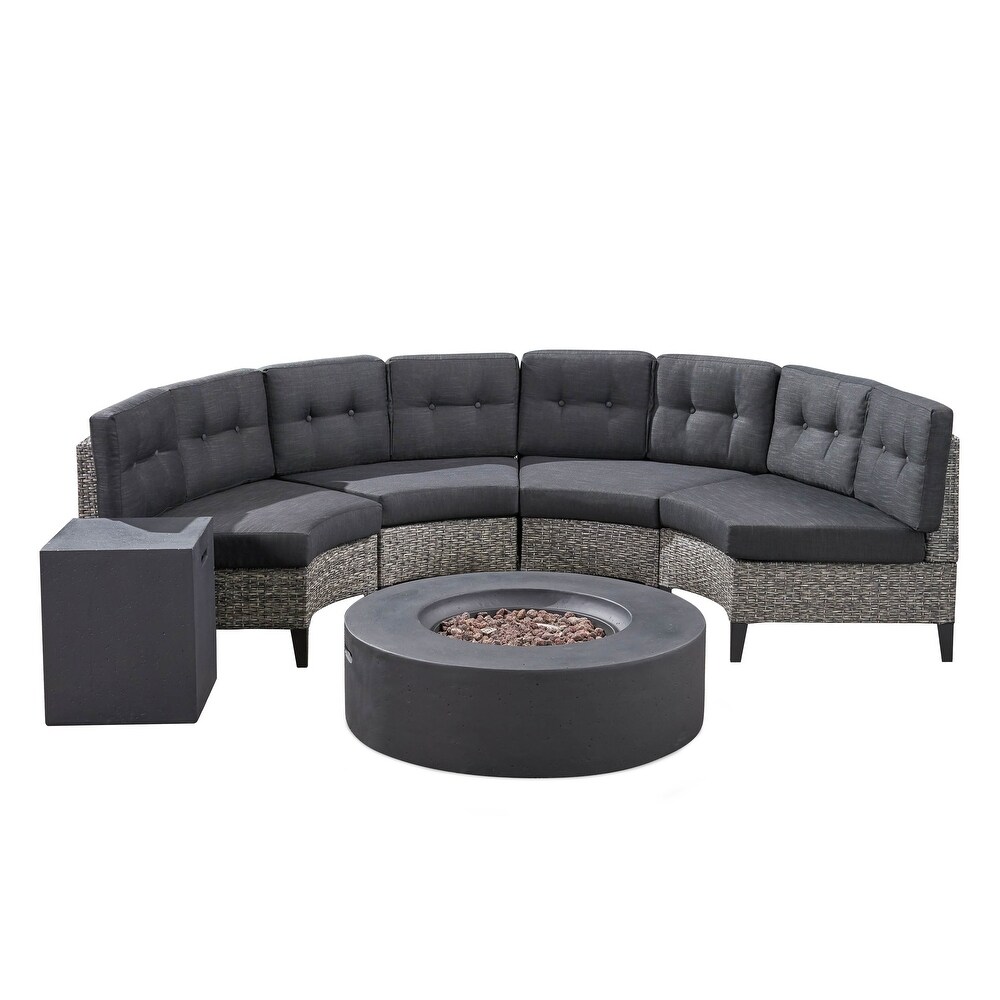 Navagio 6 piece Wicker Half Round Sofa Set by Christopher Knight Home