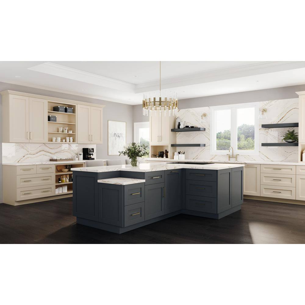 Home Decorators Collection Newport Onyx Gray Shaker Assembled Plywood 36 x 34.5 x 24 in. Stock Farm Sink Base Kitchen Cabinet Soft Close Doors FSB36-NDO