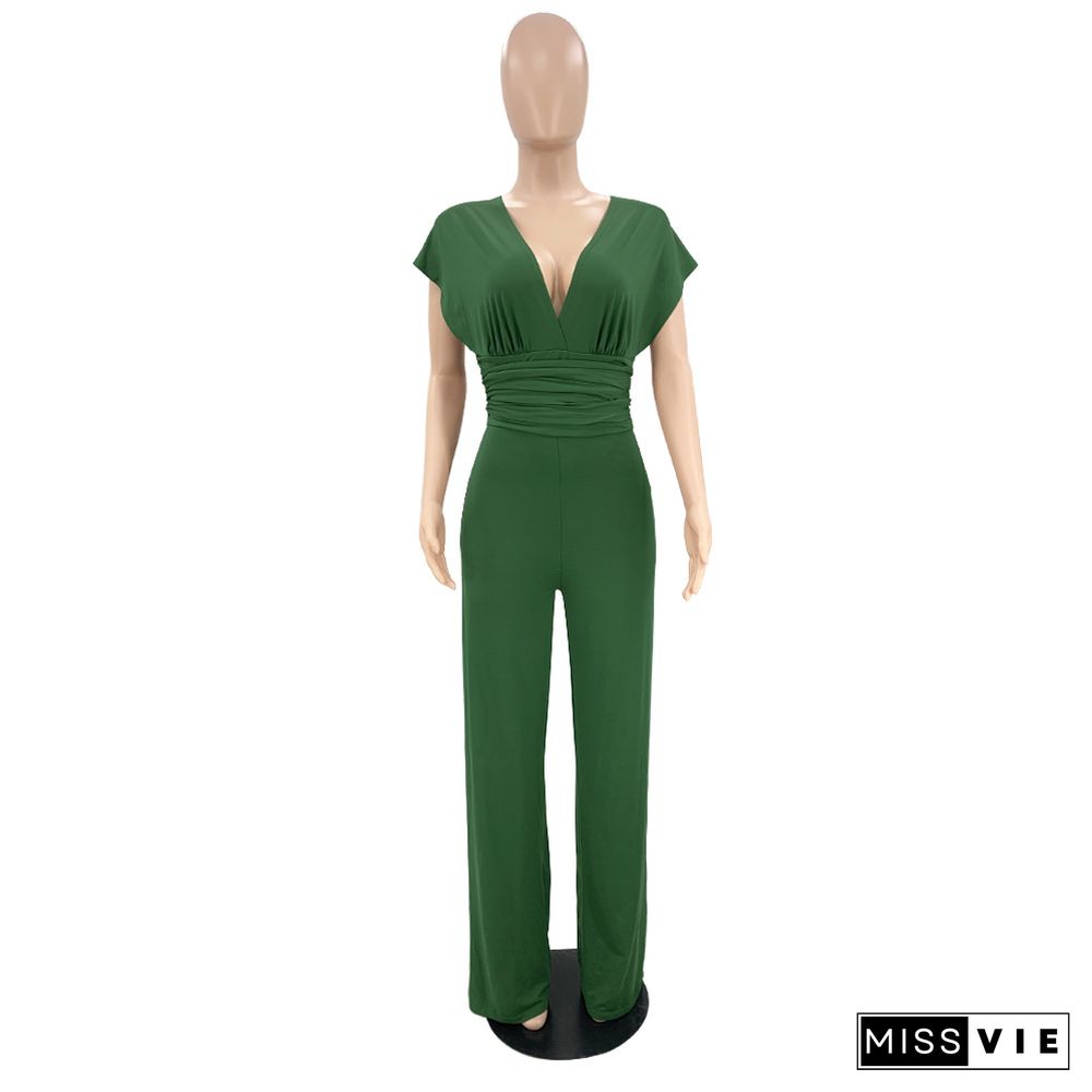 New Solid Color Waist Women's Jumpsuit