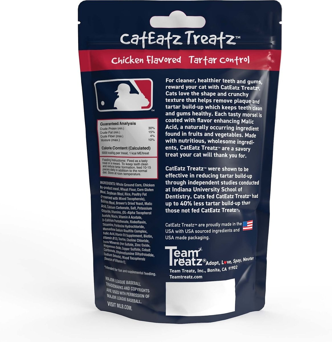 Team Treatz CatEatz Treatz MLB Red Sox Chicken Flavor Tartar Control Dental Cat Treats