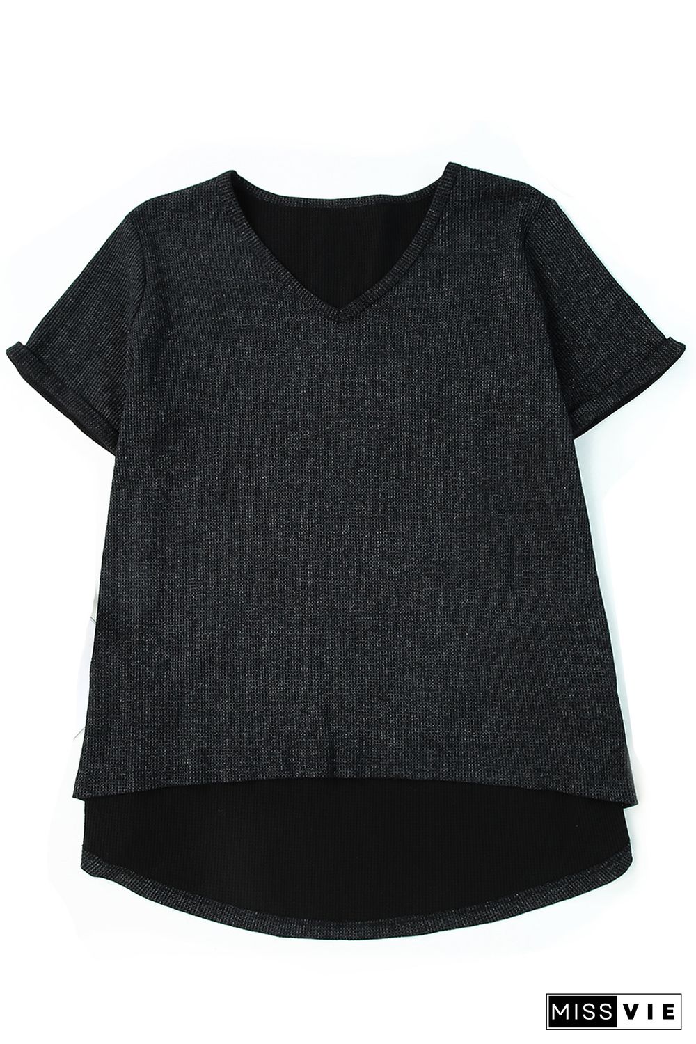 Gray High Low Cuffed Tee