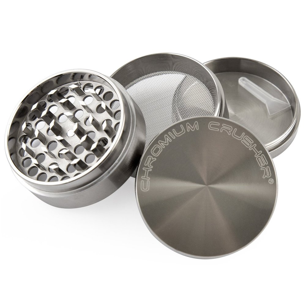 Mini Chrome Crusher Herb Grinder (4 Piece)