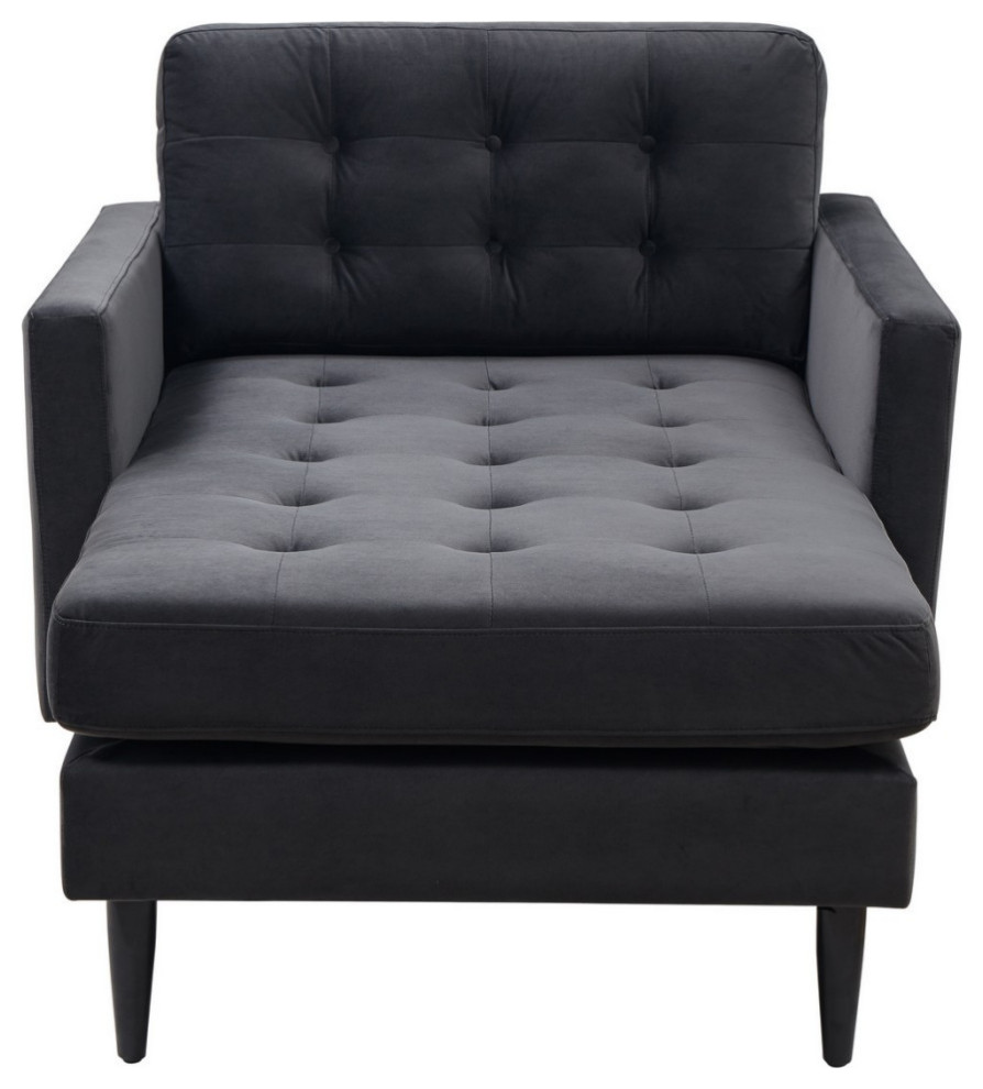 Raymond Tufted Chaise  Dark Gray   Midcentury   Indoor Chaise Lounge Chairs   by Rustic Home Furniture Deco  Houzz