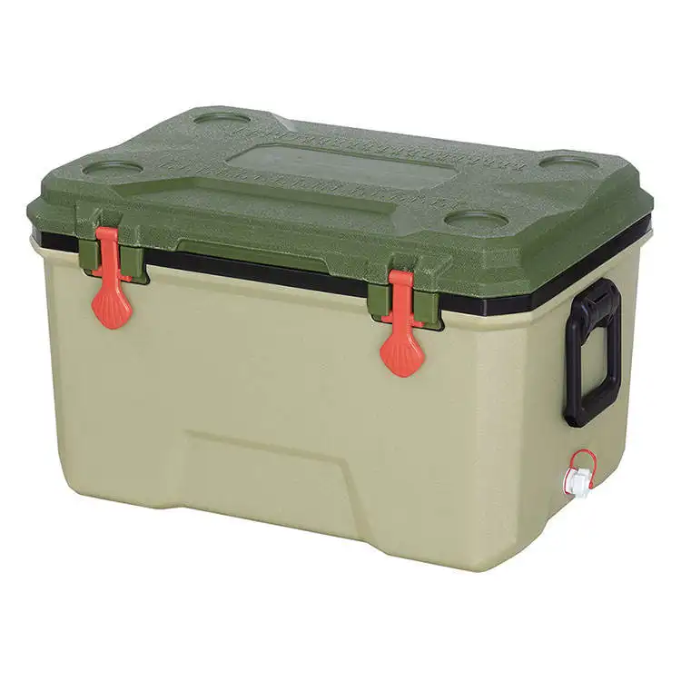 New Arrival retro cooler box Wholesale ice chest cooler box Pu foam 36L insulated plastic ice cooler box for camping   hiking