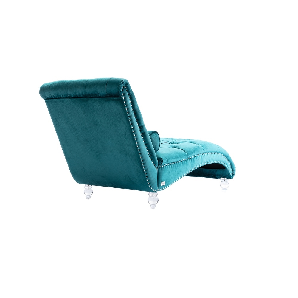 Velvet Concubine Sofa Chaise Reclining Lounger Sofa with Acrylic Feet