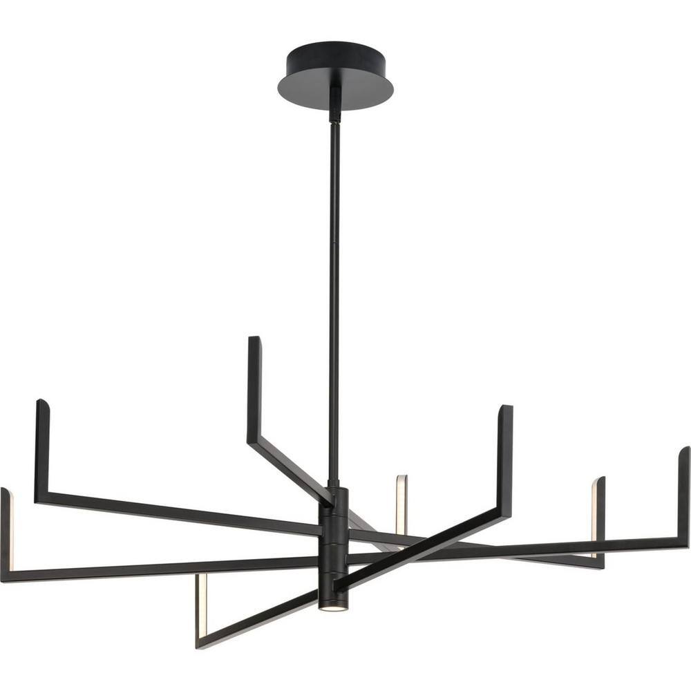 Progress Lighting Pivot 23.4-Watt Integrated LED 8-Light Black Chandelier with Frosted Glass Shades Modern Chandelier Light P400261-031-30