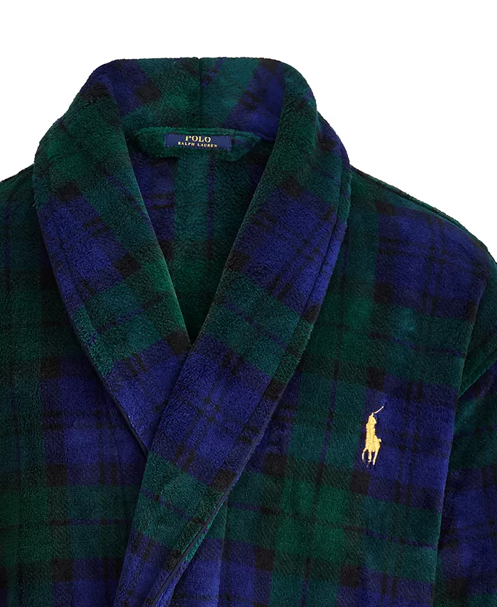 Polo Ralph Lauren Men's Microfiber Plaid Shawl Collar Robe