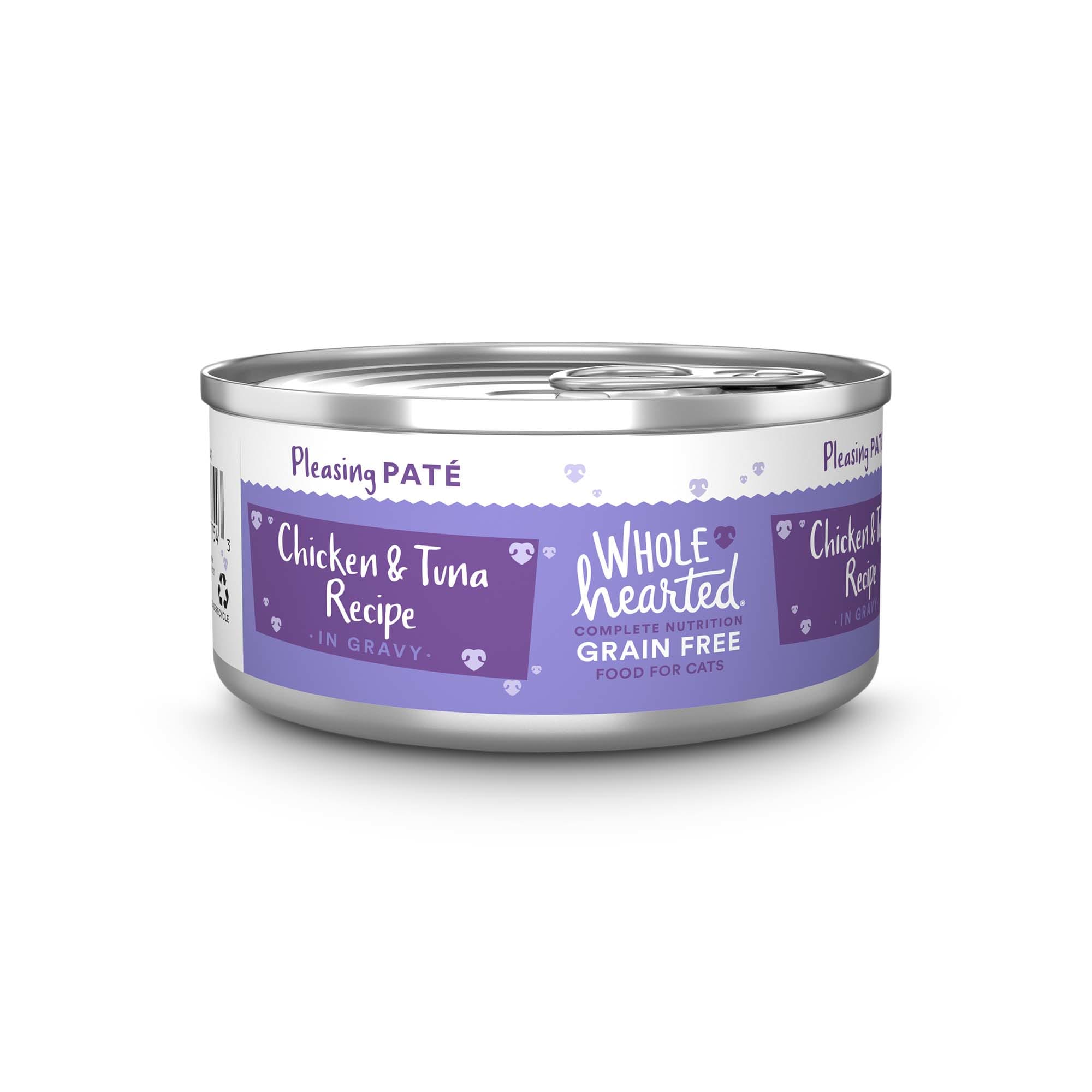 WholeHearted All Life Stages Grain-Free Chicken  Tuna Recipe Pate Wet Cat Food， 5.5 oz.， Case of 12