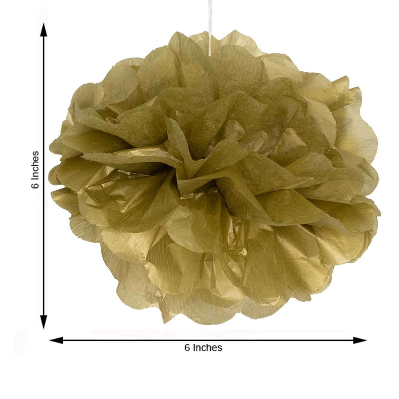 6 Pack Gold Tissue Paper Pom Poms Flower Balls, Ceiling Wall Hanging Decorations 6