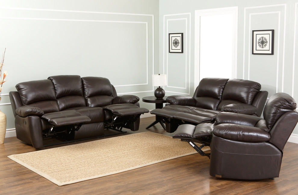 Toscana 3 Piece Leather Set  Brown   Contemporary   Living Room Furniture Sets   by Abbyson Living  Houzz