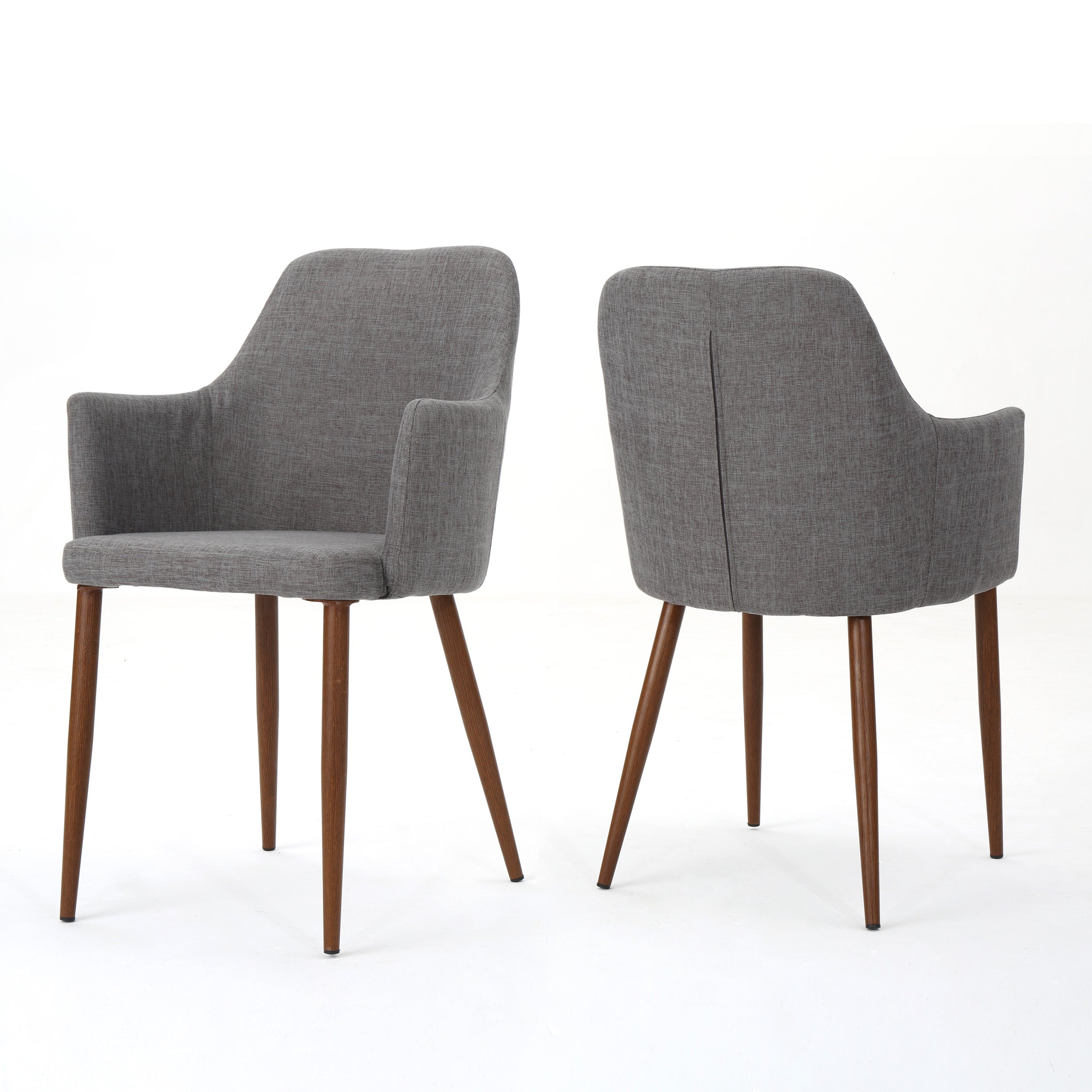 Serra Mid Century Fabric Dining Chair with Wood Finished Metal Legs (Set of 2)