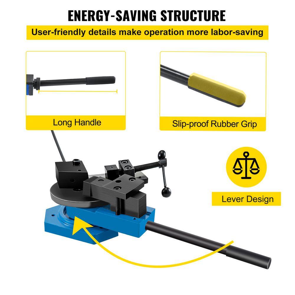 VEVOR 58 in. Scroll Pipe Bender Steel Manual Radius 0 to 90 Bending Degree Tube Bender Universal For Steel Brass Metal Market SDWGJSBG-40000001V0