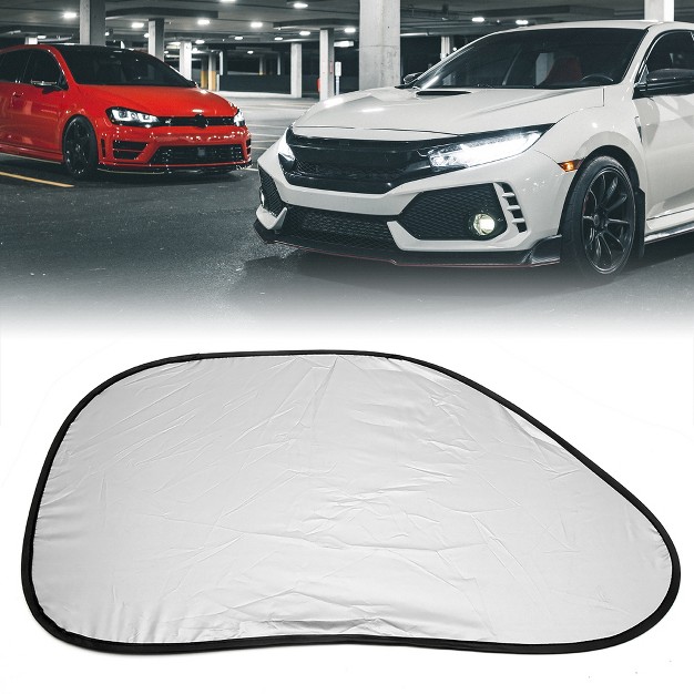 Unique Bargains Window Foldable Visor Cover Heat Insulation Silver Coated Nylon Automotive Sunshades Black Silver 2 Pcs