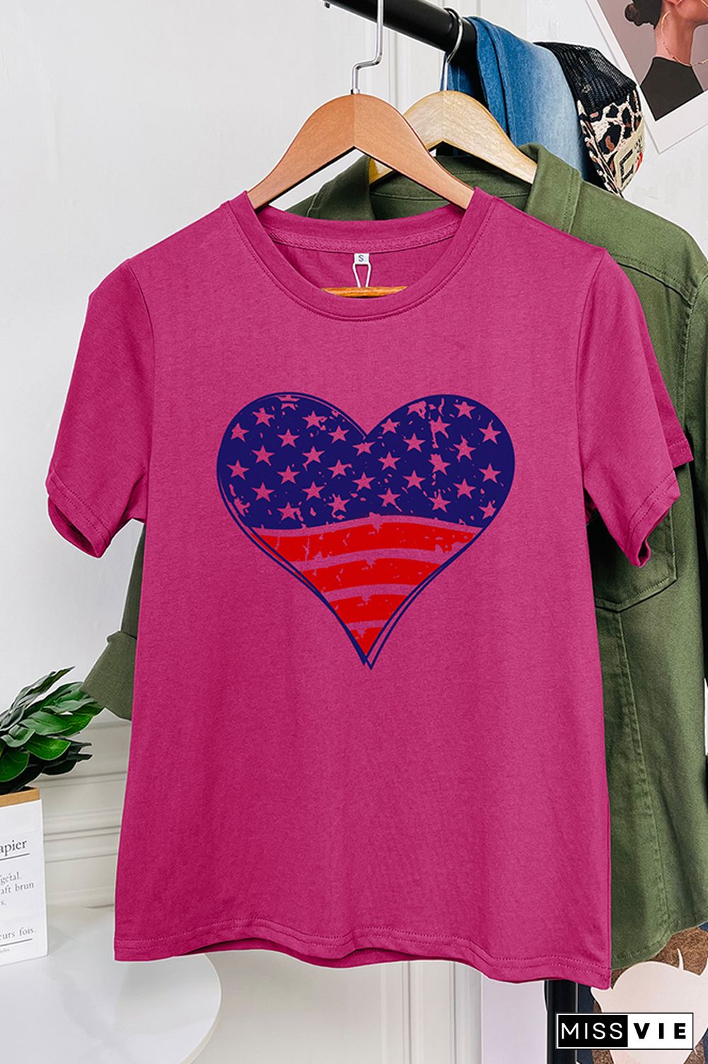 Patriotic Grunge Heart Graphic T-Shirt Wholesale