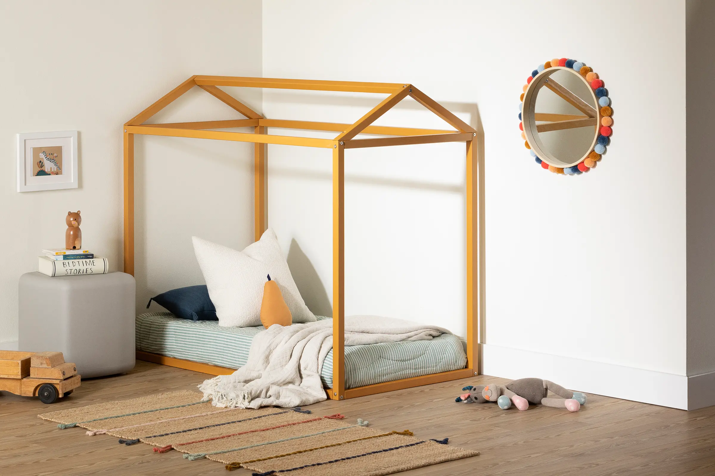 Sweedi Ochre Yellow Toddler House Bed Frame