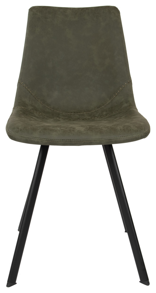 Markley Modern Leather Dining Chair With Metal Legs   Transitional   Dining Chairs   by LeisureMod  Houzz