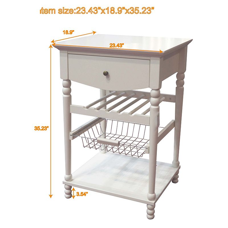 eHemco Euro Kitchen Cart with 1 Drawer， 2 Storage Shelves and 1 Basket