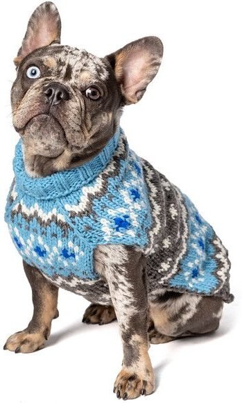 Chilly Dog Fairisle Wool Dog Sweater， Blue